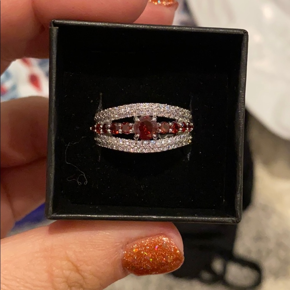 Beautiful princess garnet and white topaz ring